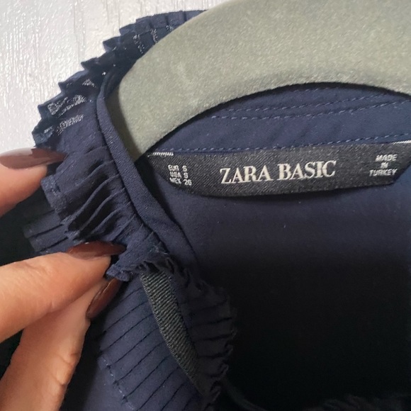 Blue & Black Ruffled Blouse - Picture 4 of 4